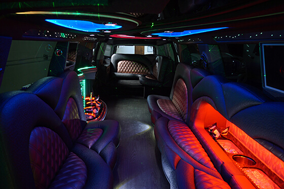 Prom limo service with colored interiors